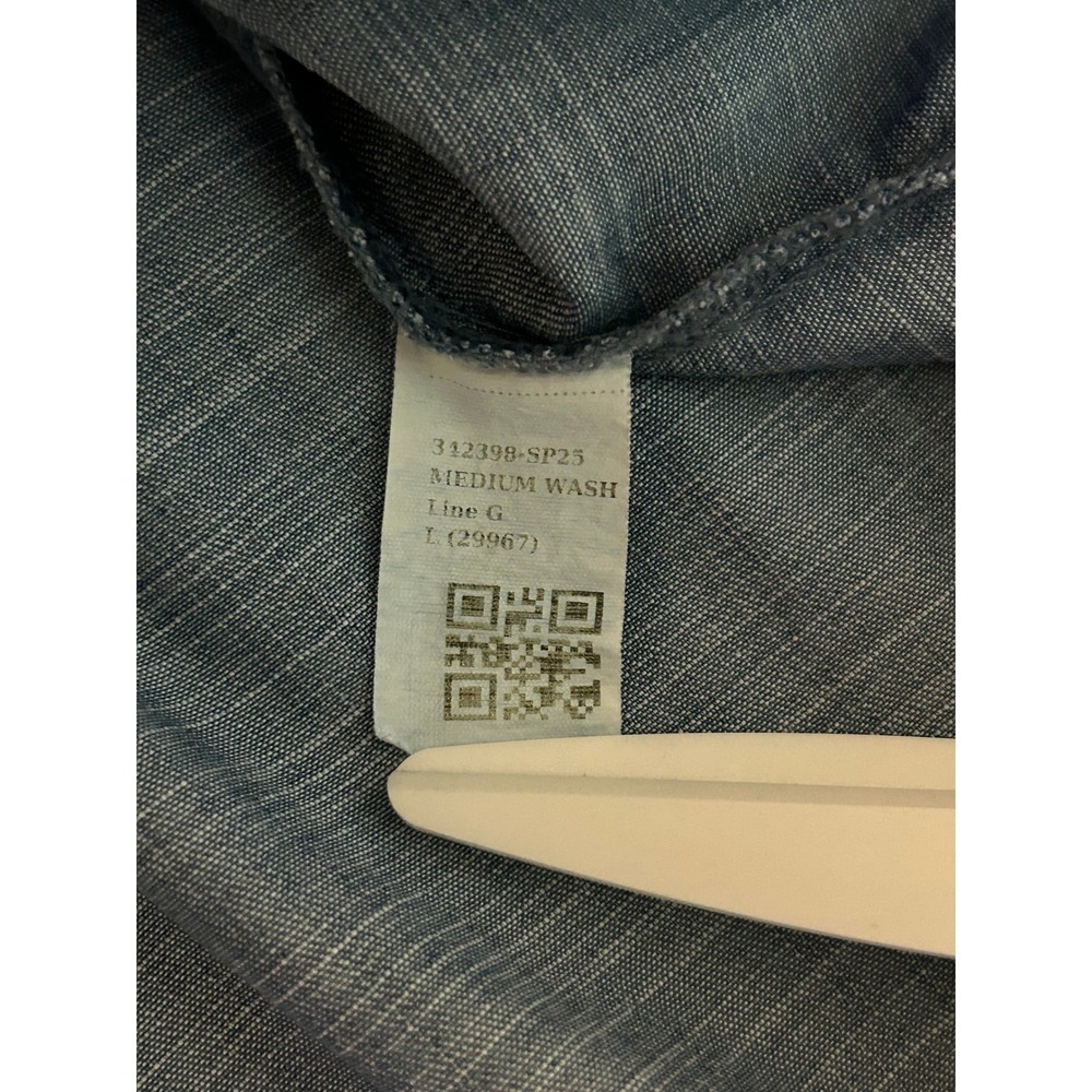 St Johns Bay Blue Lyocell Chambray Short Sleeve Button Down Shirt Large (1443) - Picture 6 of 9